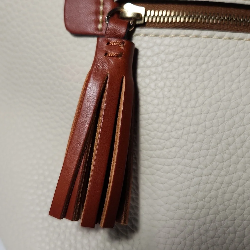NEW! Dooney & Bourke K2097873 Ivory and Tan Leather Large Tote - Picture 9 of 15